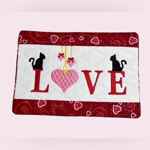 Hand Crafted Mug Rug Coaster Embroidered Cotton Fabric Padded Absorbs Liquid